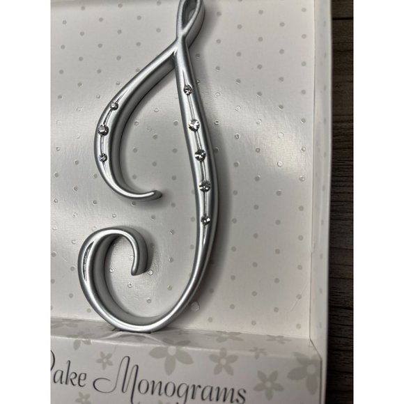 Wedding Large I Silver Finish Monogram Initial Rhinestones Cake Topper - Picture 4 of 5